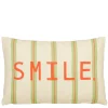 Coussin "Smile" en coton rayé vert et écru 55x35cm