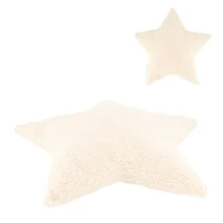 Coussin étoile en tissu bouclette crème 58x58cm - Teddy