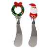 Couteaux à beurre noël (x2) en verre et inox rouge et vert