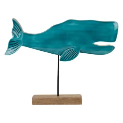 Déco béluga en manguier et fer bleu - Amarres