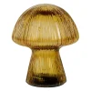 Déco led champignon en verre ocre h15cm - Automnal