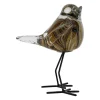 Déco moineau en verre ambre et brun - Serin
