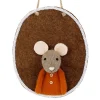 Déco murale souris en laine brun 21x26cm