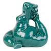Décoration femme yoga en grès émeraude h18cm