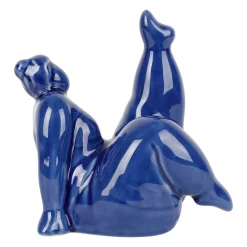 Décoration femme yoga en grès indigo h15cm