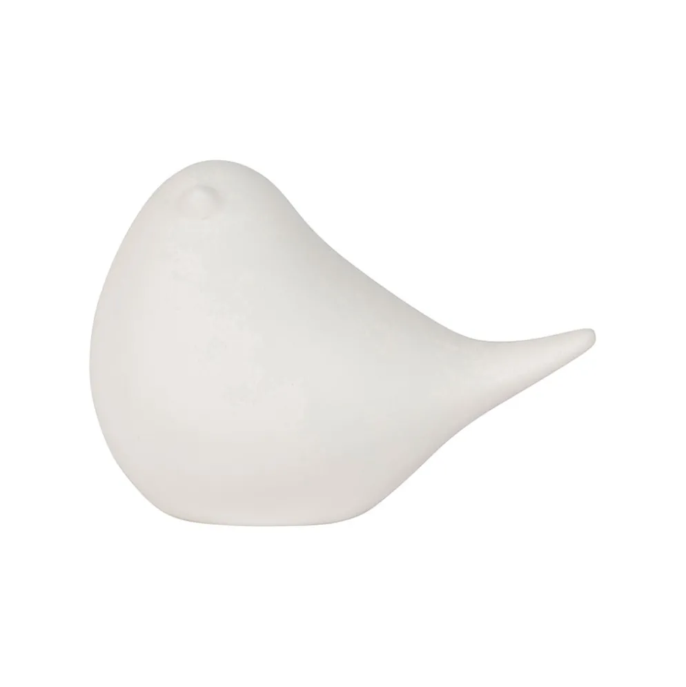Deco led oiseau en porcelaine blanc h7cm - Ilobo