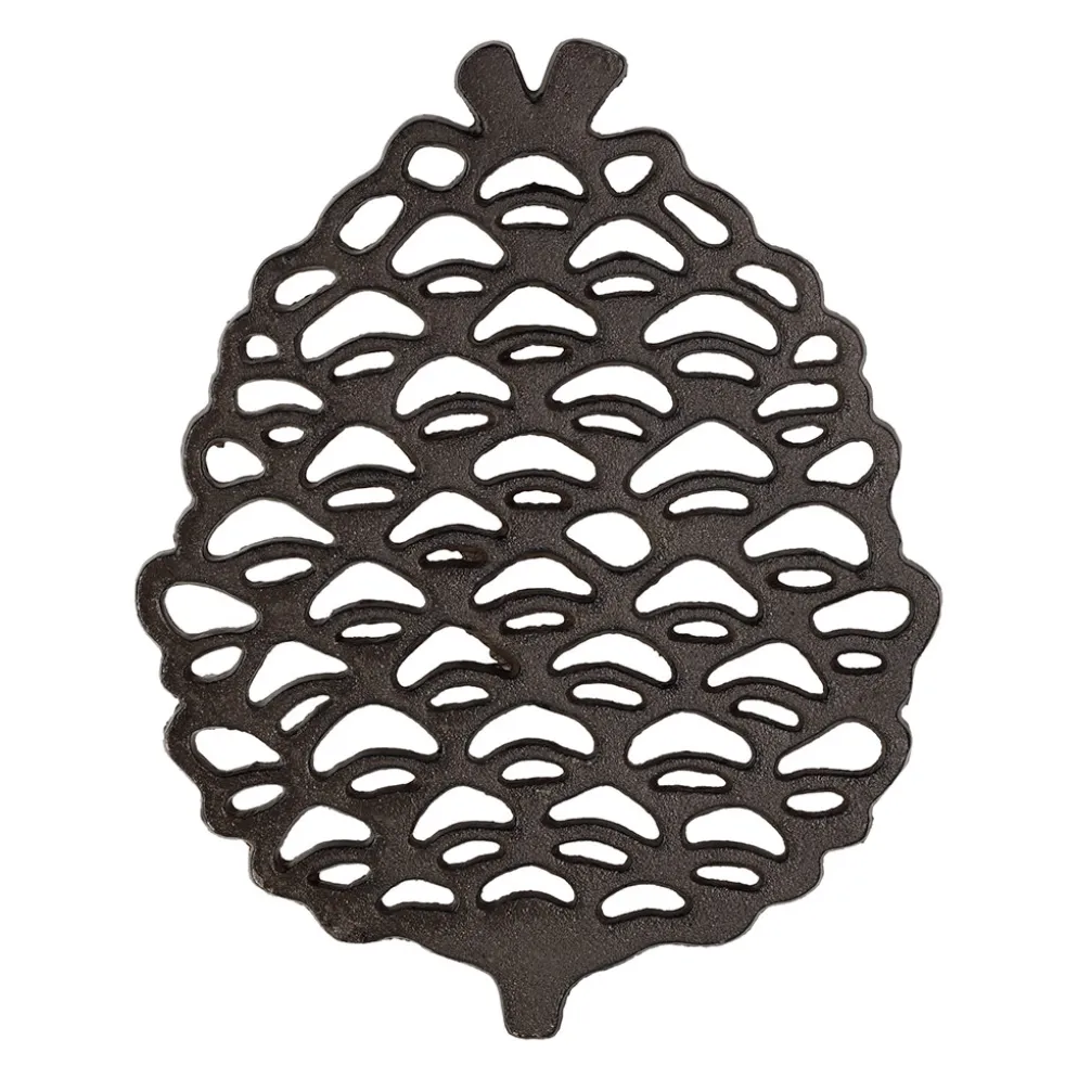 Dessous de plat pomme de pin en fonte brun 18x22cm
