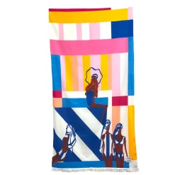 Drap de plage en coton Bora bora majorelle 90x170cm - Kikoy