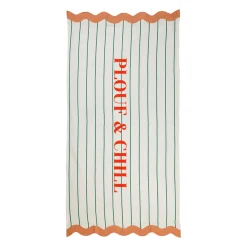 Drap de plage en coton rayé vert d'eau et corail 170x85cm - Plouf&Sun