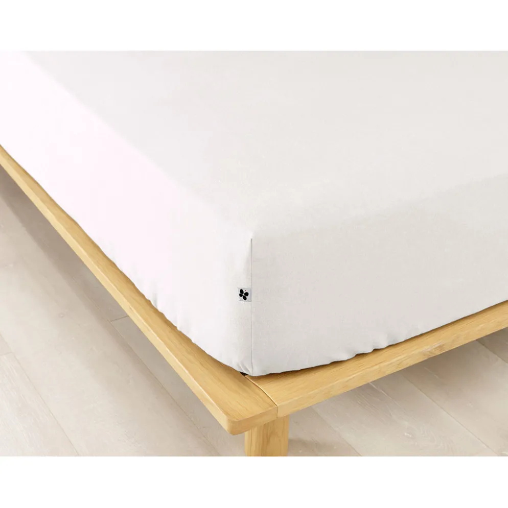 Drap housse en flanelle de coton neige 160x200cm - Candice