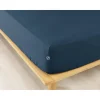 Drap housse en flanelle de coton bleu nuit 160x200cm - Candice
