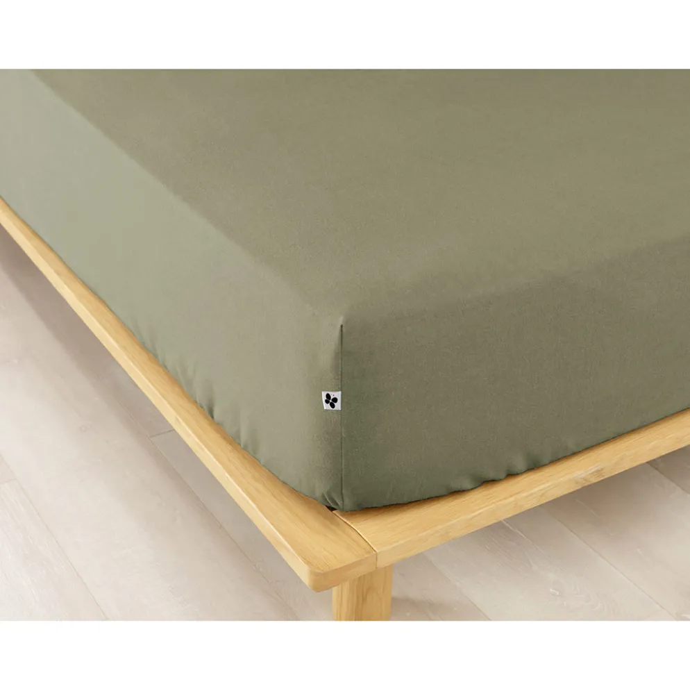 Drap housse en flanelle romarin 180x200cm - Candice
