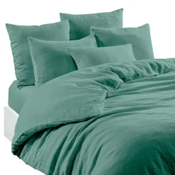 Drap housse en lin et coton celadon 140x200cm - Limy
