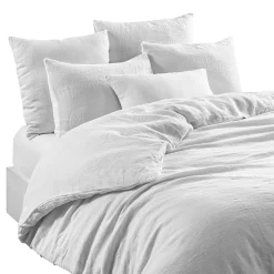 Drap housse en lin et coton blanc 140x200cm - Limy