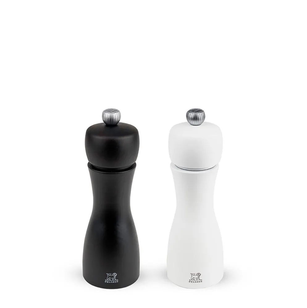Duo moulin a poivre et sel tahiti blanc et noir mat 15cm