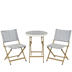 Ensemble table et 2 chaises de jardin en résine bleu - Bellano