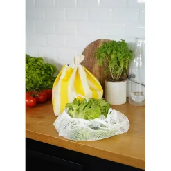 Essoreuse à salade en coton rayé jaune clair et blanc