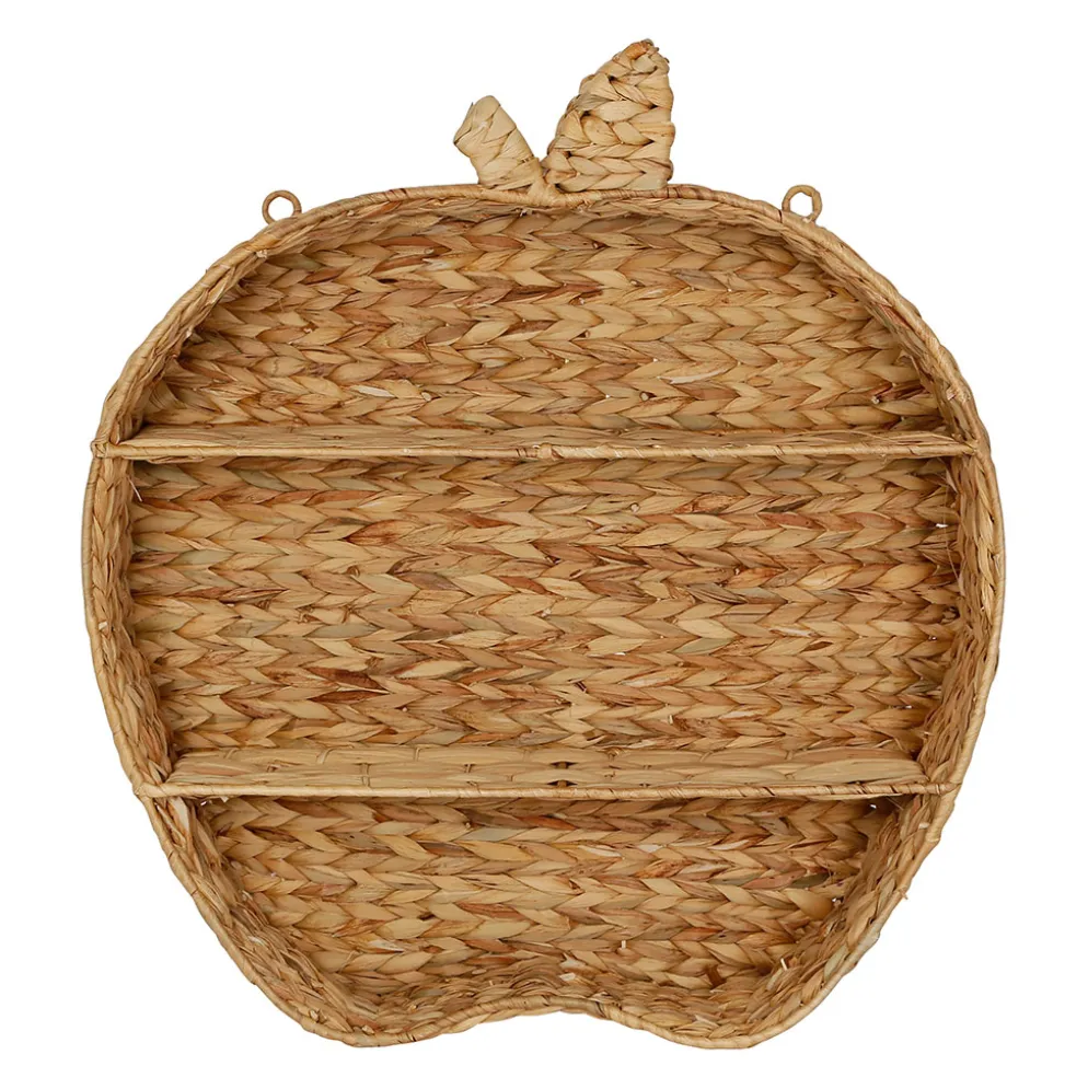 Etagere murale 2 niveaux en jacynthe d'eau et fer naturel h59cm - Pomme