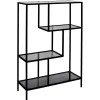 Etagère en fer noir et verre fumé h113cm - Edgard