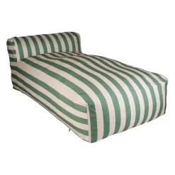 Fauteuil chaise longue de jardin en tissu rayé sauge et écru 190xh63cm - Sola