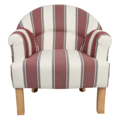 Fauteuil crapaud en coton rayé bordeaux et blanc - Carl