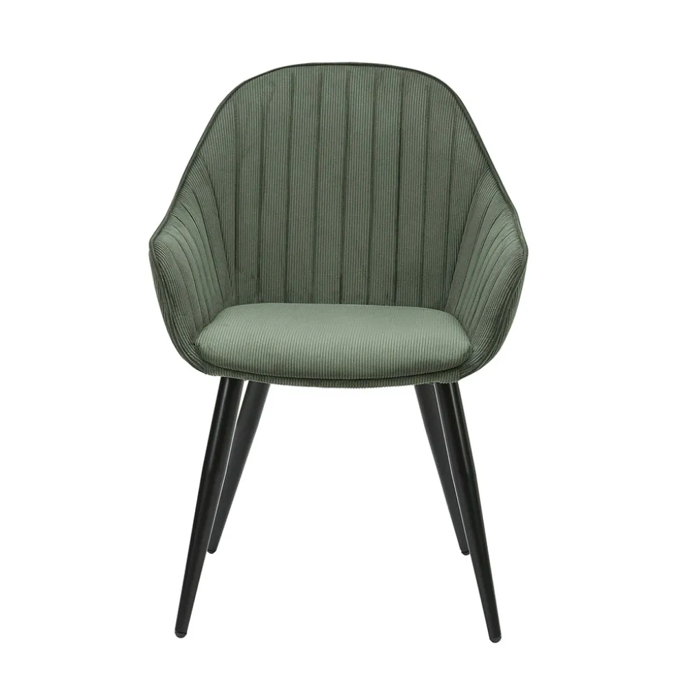 Fauteuil de salle à manger en velours côtelé kaki - Ben