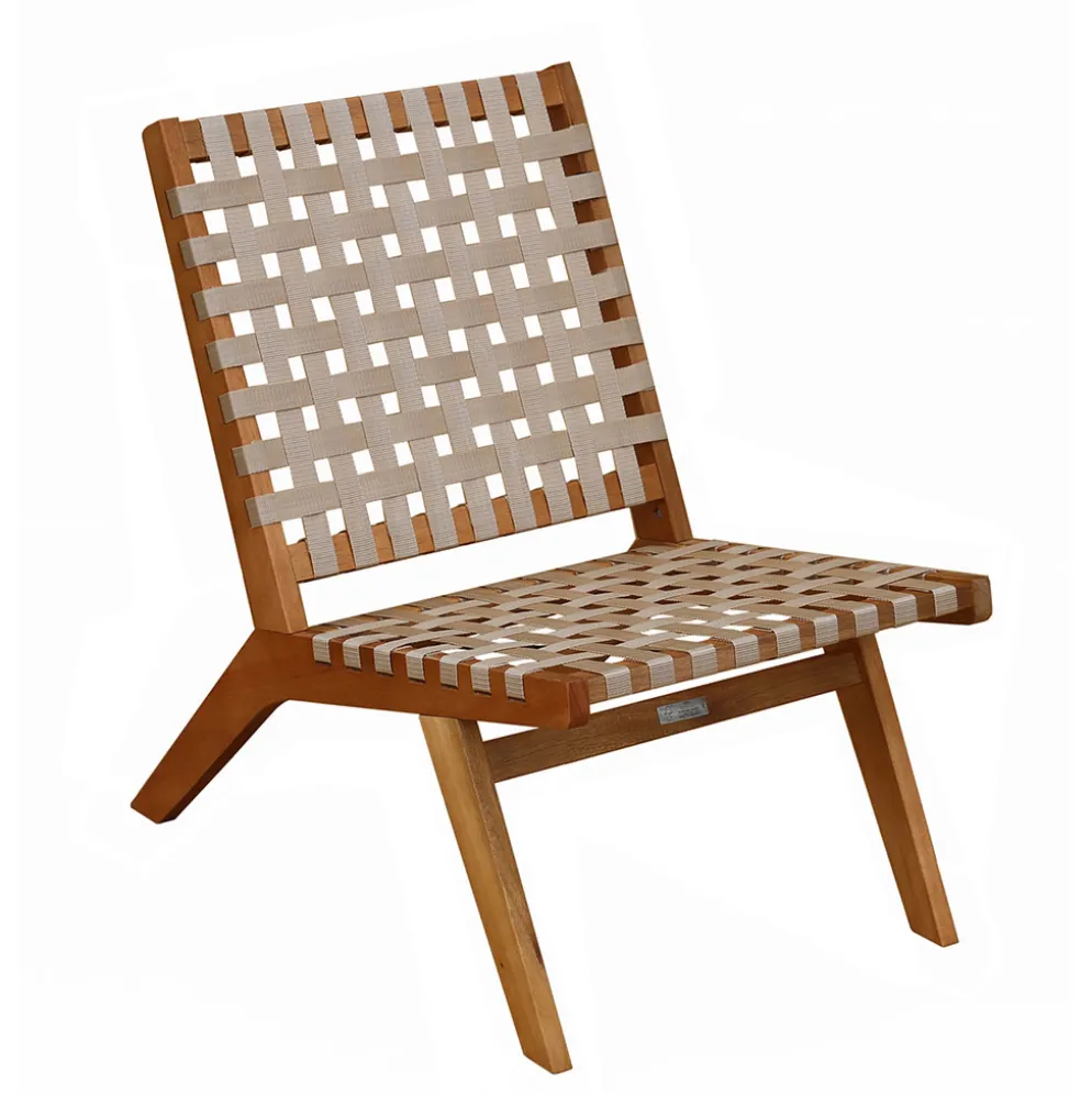 Fauteuil d'extérieur en bois d'eucalyptus beige - Bondy