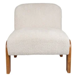 Fauteuil en bois d'hévéa et tissu écru - Element