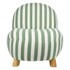 Fauteuil en coton rayé vert et bois d'hévéa - Belly