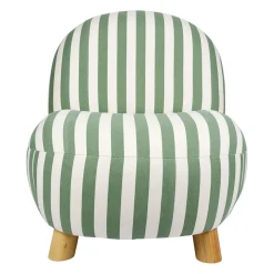 Fauteuil en coton rayé vert et bois d'hévéa - Belly