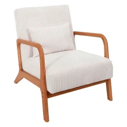 Fauteuil en tissu côtelé beige - Scarlett