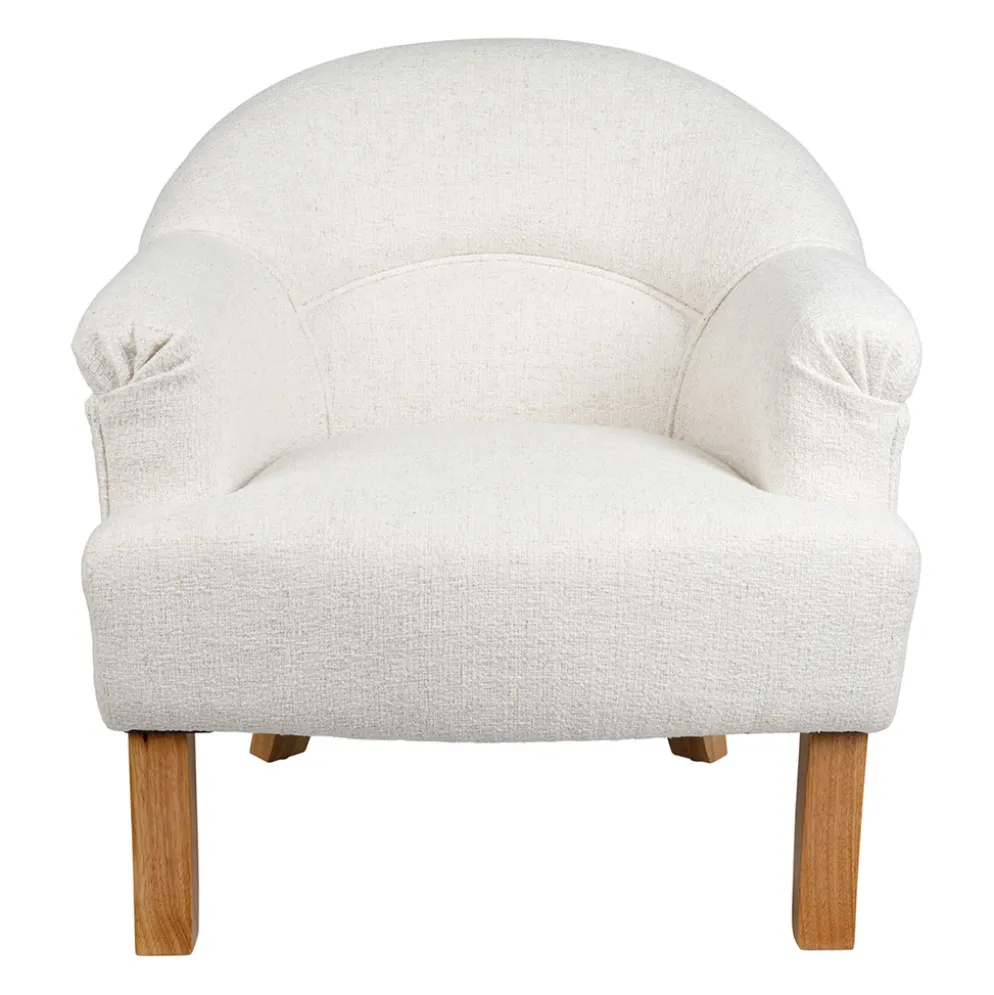 Fauteuil en tissu et hévéa ecru - Cheverny