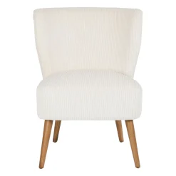Fauteuil en velours côtelé écru - Eleonor
