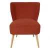 Fauteuil en velours côtelé terracotta - Eleonor