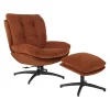 Fauteuil pivotant avec repose pieds en tissu rouille - Carles