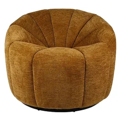 Fauteuil pivotant en tissu moutarde - Kelvin