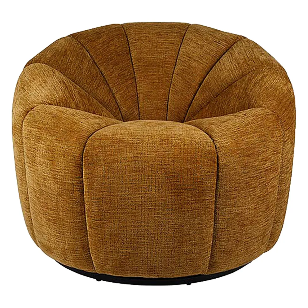 Fauteuil pivotant en tissu moutarde - Kelvin