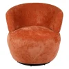 Fauteuil pivotant en tissu terracotta - Zeline