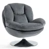 Fauteuil pivotant en velours gris foncé - Topi