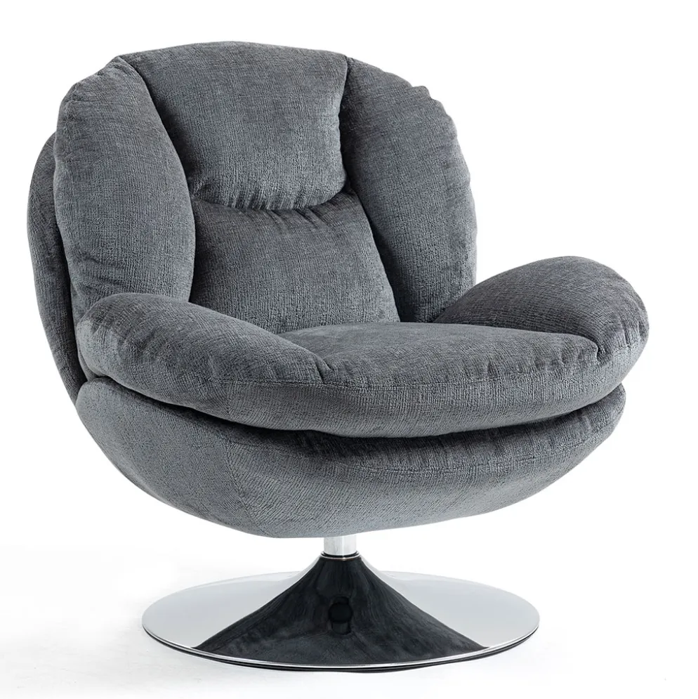 Fauteuil pivotant en velours gris foncé - Topi