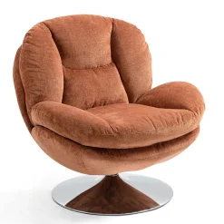 Fauteuil pivotant en velours rouille - Topi