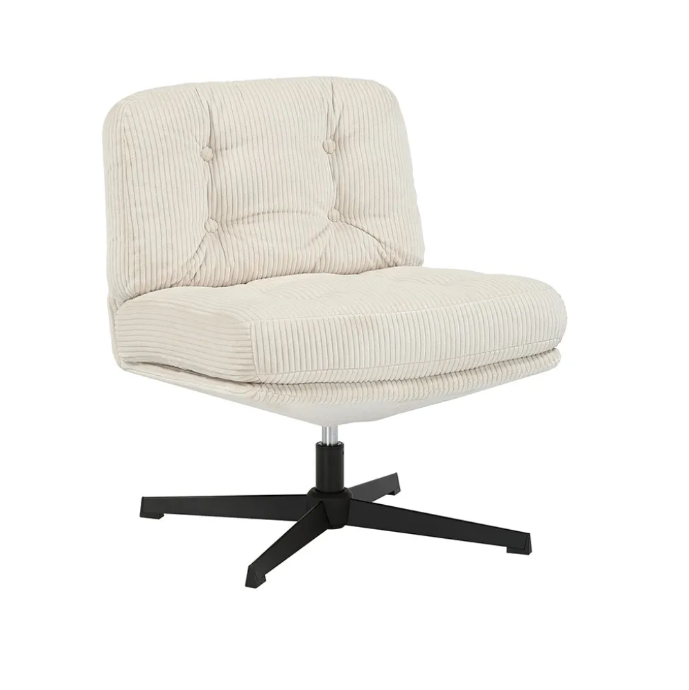 Fauteuil pivotant en velours côtelé écru - Karo