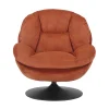 Fauteuil pivotant en velours côtelé terracotta - Topi
