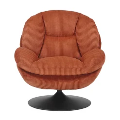 Fauteuil pivotant en velours côtelé terracotta - Topi
