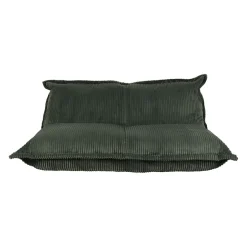 Fauteuil pouf 2 places en velours côtelé vert - Sola