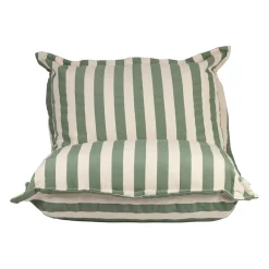 Fauteuil pouf d'extérieur en tissu rayé sauge et écru 110xh70cm - Sola
