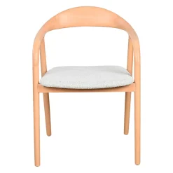Fauteuil repas en tissu blanc cassé - Revano