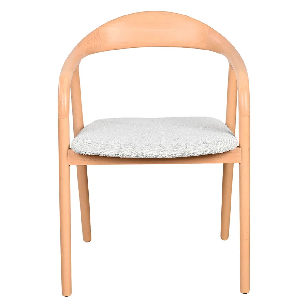 Fauteuil repas en tissu blanc cassé - Revano