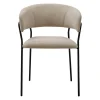 Fauteuil repas en tissu et fer beige - Wilona