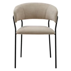 Fauteuil repas en tissu et fer beige - Wilona